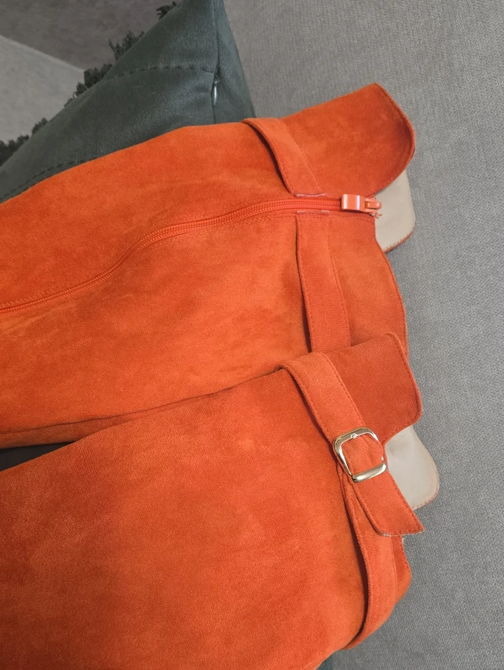 Orange Ultra Suede High Boots Sz 41